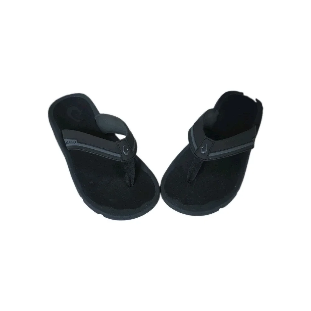 OluKai Akeu Mens Sandals Size 10 Black Beach Flip Flops